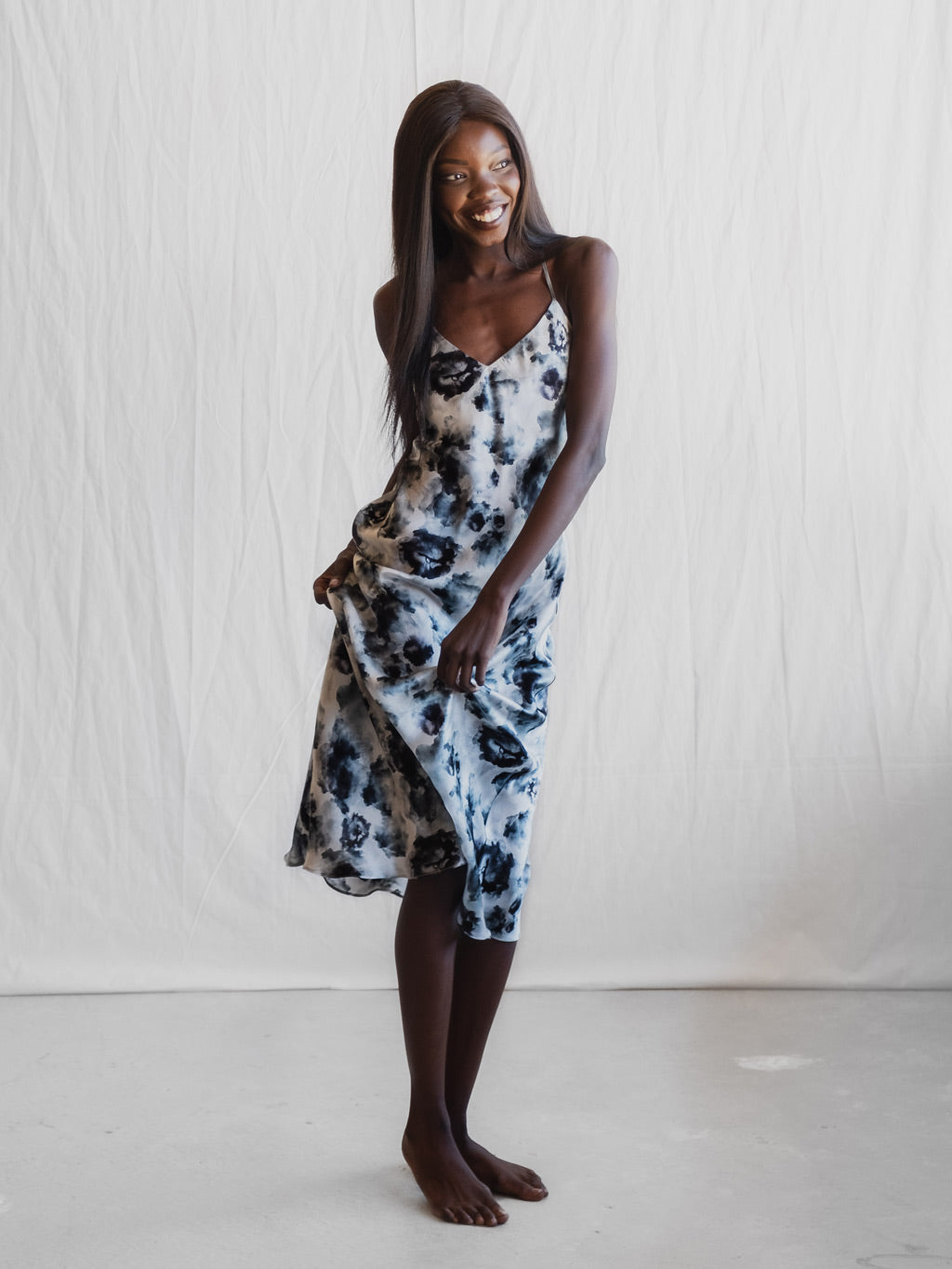 London Print - Midi Silk Slip