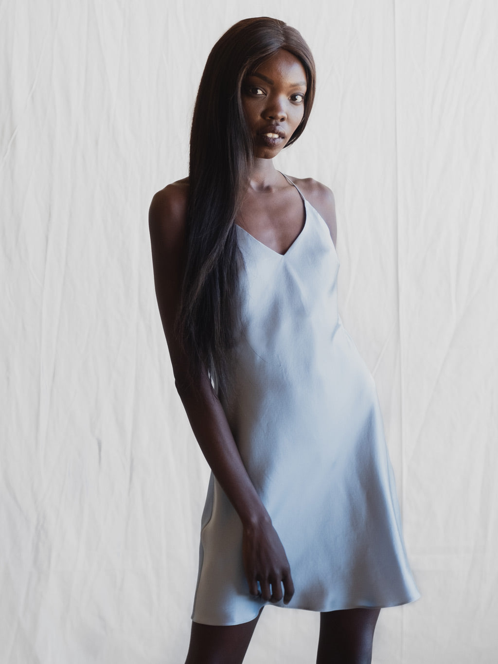 Powder Blue - Short Silk Slip