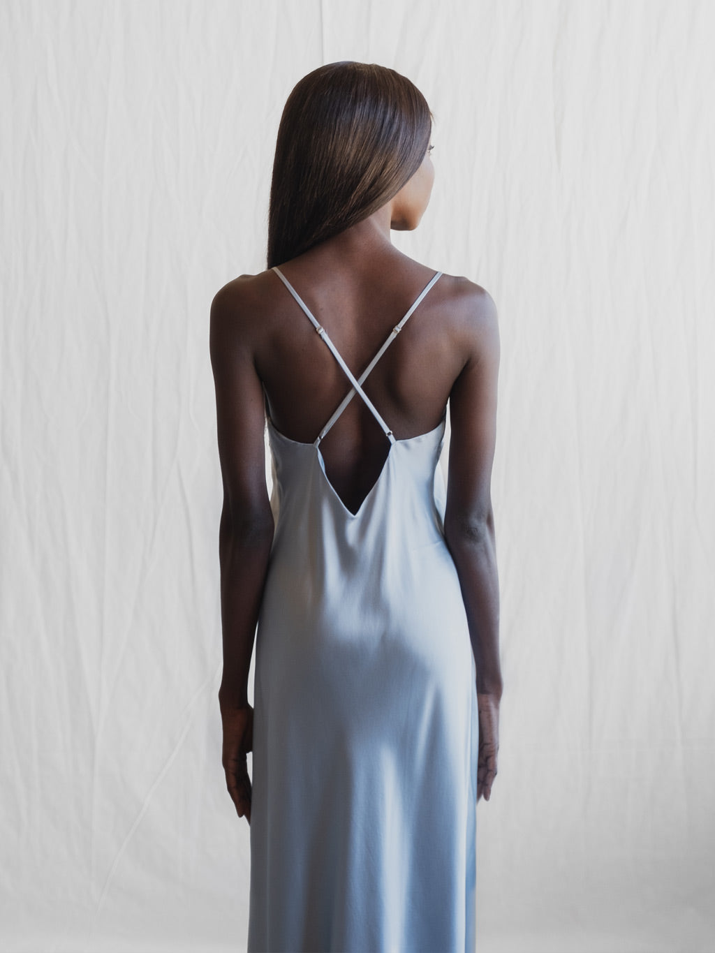 Powder Blue - Midi Silk Slip