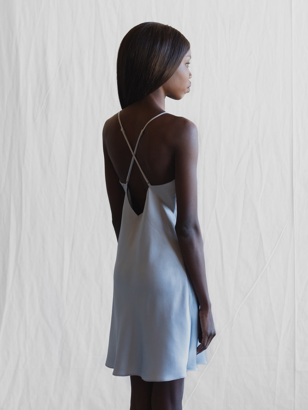 Powder Blue - Short Silk Slip