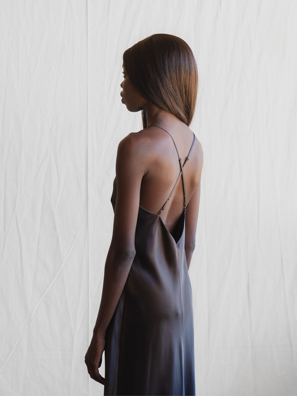 Charcoal satin dress discount